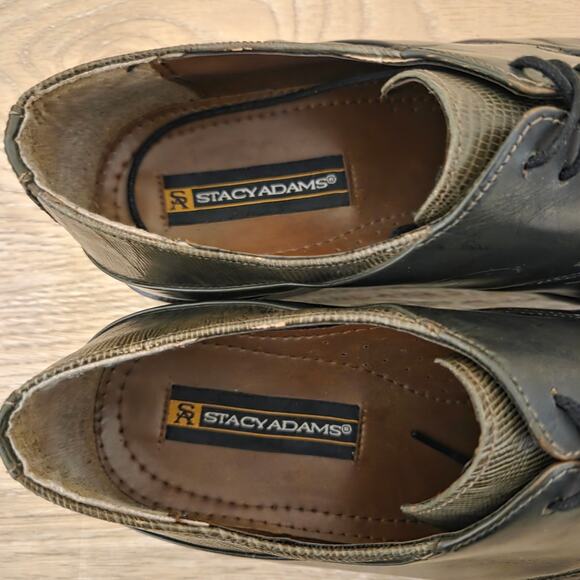 Stacy Adams Olive Green Leather Derby Dress Shoes Mens Size 9.5M Square Toe - Picture 7 of 9